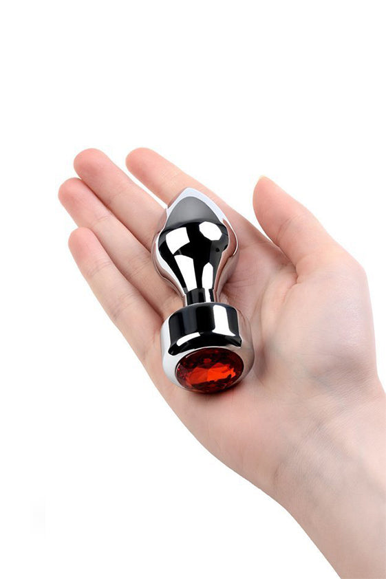 Plug anal en métal Toyfa avec pierre acrylique rouge 9,5cm