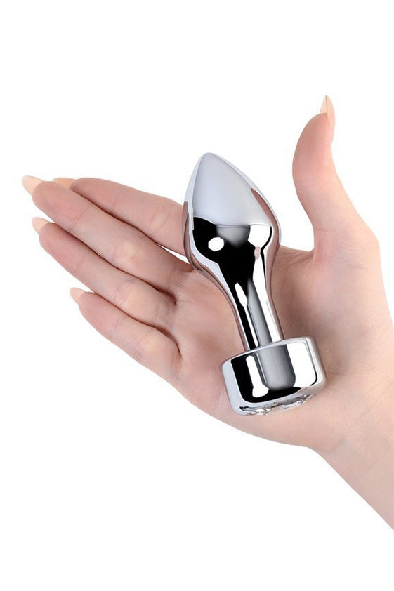Plug anal en métal Toyfa avec pierre acrylique blanche 10,8 cm